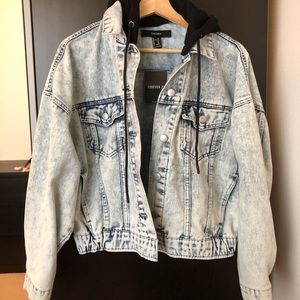 Forever 21 Acid Wash Denim Jacket with Hood